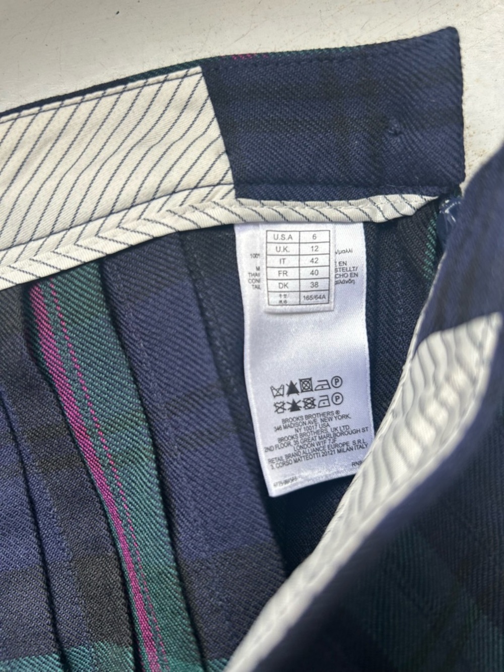 Brooks Brothers Pleated Tartan Mini Skirt in Navy, Green and Purple - Picture 5 of 5